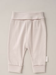 Homegrown Natural 3 Piece Ribbed Bodysuit Joggers And Bear Hat Set - Image 4 of 5