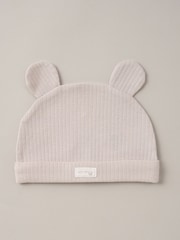 Homegrown Natural 3 Piece Ribbed Bodysuit Joggers And Bear Hat Set - Image 5 of 5