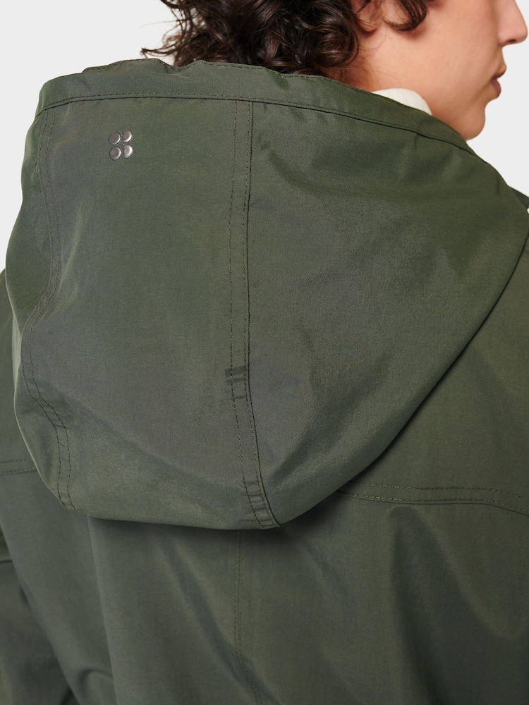 Sweaty Betty Dark Forest Green Stride Waterproof Parka - Image 9 of 9