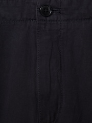 Reiss Navy Ezra Cotton Linen Blend Internal Drawstring Shorts - Image 5 of 5
