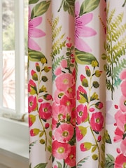 Multi Floral Pink Floral 100% Cotton Pencil Pleat Lined Curtains - Image 3 of 5