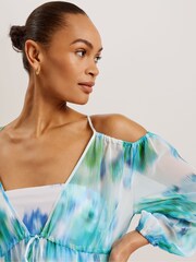 Ted Baker Multi Meriann Maxi Cover-Up With Cold Shoulder - Image 2 of 5