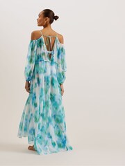 Ted Baker Multi Meriann Maxi Cover-Up With Cold Shoulder - Image 4 of 5