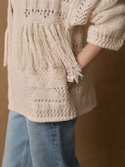 Bela Ecru - Pletena pletena jopa Soft Touch Fringe - Slika 5 iz 8