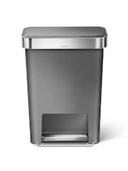 simplehuman Grey 45L Rectangular Pedal Bin With Liner Pocket - Image 1 of 5