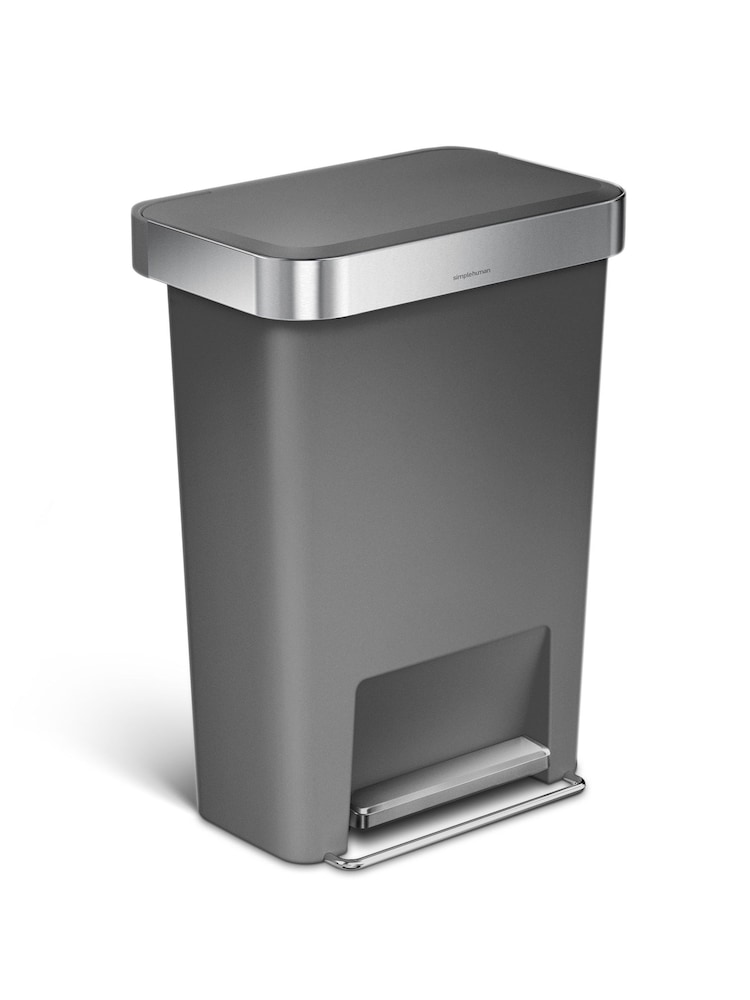 simplehuman Grey 45L Rectangular Pedal Bin With Liner Pocket - Image 2 of 5
