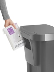 simplehuman Grey 45L Rectangular Pedal Bin With Liner Pocket - Image 4 of 5