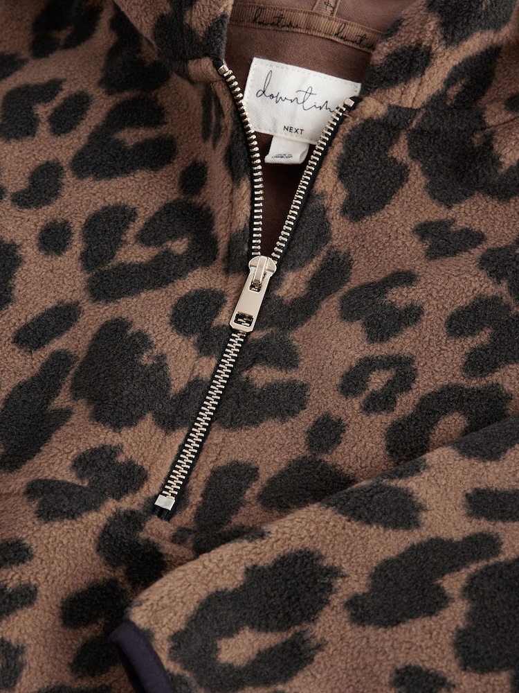 Leopard Half Zip Fleece Hoodie - Image 10 of 10