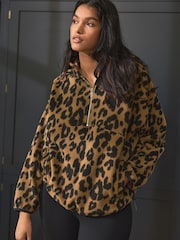 Leopard Half Zip Fleece Hoodie - Image 2 of 10