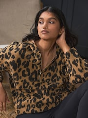 Leopard Half Zip Fleece Hoodie - Image 3 of 10