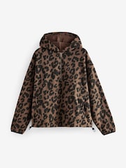 Leopard Half Zip Fleece Hoodie - Image 8 of 10