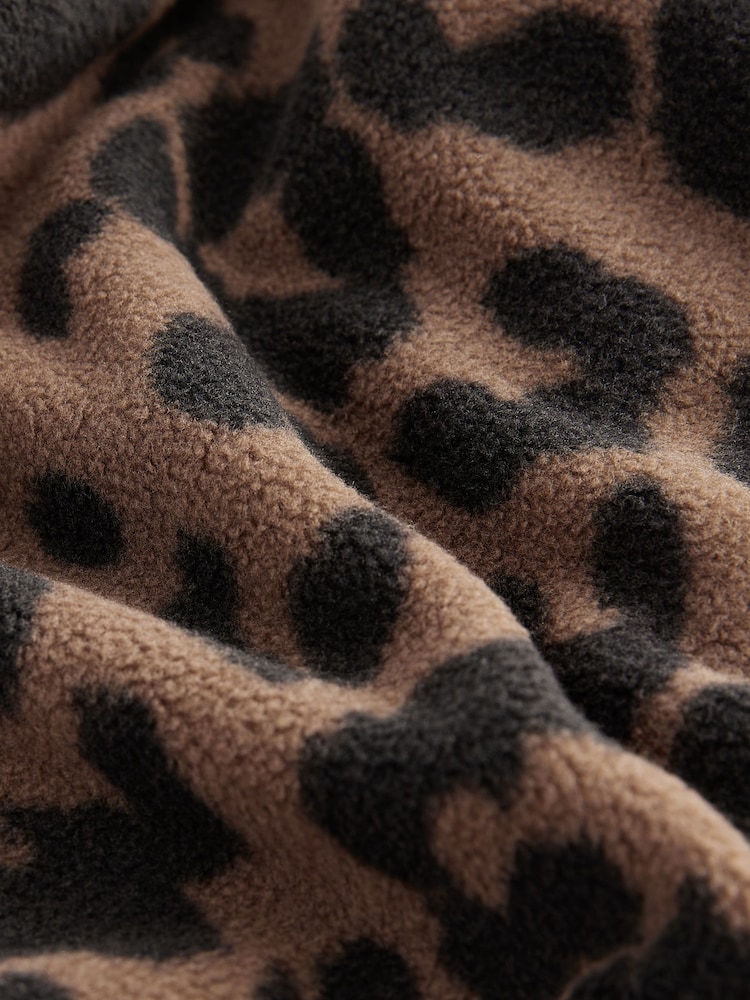 Leopard Half Zip Fleece Hoodie - Image 9 of 10
