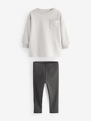 Grey/Ochre Yellow 2 Pack Long Sleeve T-Shirt & Leggings Set (3mths-7yrs) - Image 10 of 13