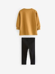 Grey/Ochre Yellow 2 Pack Long Sleeve T-Shirt & Leggings Set (3mths-7yrs) - Image 12 of 13