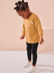 Grey/Ochre Yellow 2 Pack Long Sleeve T-Shirt & Leggings Set (3mths-7yrs) - Image 3 of 13