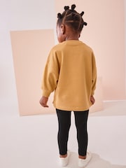Grey/Ochre Yellow 2 Pack Long Sleeve T-Shirt & Leggings Set (3mths-7yrs) - Image 5 of 13