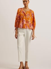Ted Baker Orange Saphya Raglan Puff Sleeve Blouse - Image 1 of 6