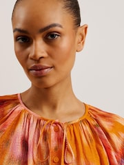 Ted Baker Orange Saphya Raglan Puff Sleeve Blouse - Image 4 of 6