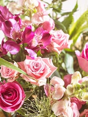 Pink Rose and Alstroemeria Fresh Flower Bouquet With Vase - Image 2 of 5