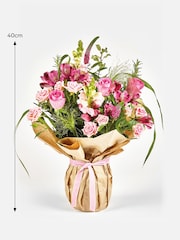 Pink Rose and Alstroemeria Fresh Flower Bouquet With Vase - Image 3 of 5