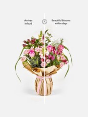 Pink Rose and Alstroemeria Fresh Flower Bouquet With Vase - Image 4 of 5