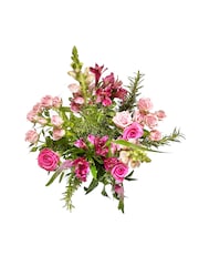 Pink Rose and Alstroemeria Fresh Flower Bouquet With Vase - Image 5 of 5
