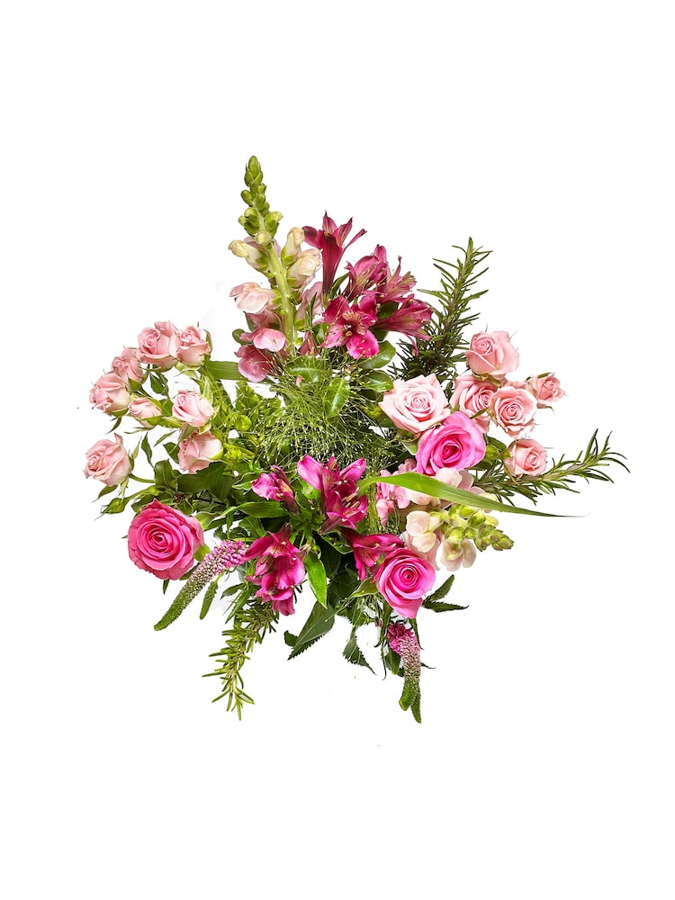 Pink Rose and Alstroemeria Fresh Flower Bouquet With Vase - Image 5 of 5
