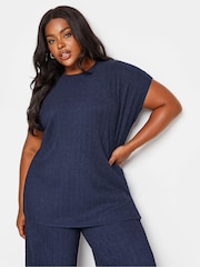 Blauw - Yours Curve Crinkle Plisse Grown On T-Shirt - Image 1 of 5