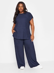 Blauw - Yours Curve Crinkle Plisse Grown On T-Shirt - Image 2 of 5