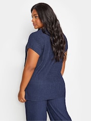 Blauw - Yours Curve Crinkle Plisse Grown On T-Shirt - Image 3 of 5