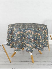 William Morris Gallery Blue Strawberry Thief 100% Cotton Wipe Clean Table Cloth - Image 2 of 2