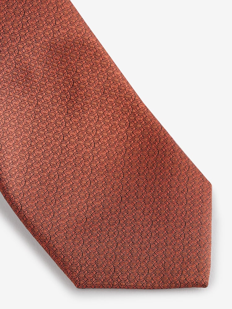 Dusky Orange Textured Tie - Image 2 of 3