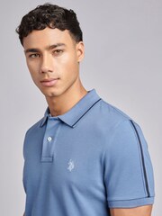 U.S. Polo Assn. Blue Regular Fit Mens Taped 100% Cotton Polo Shirt - Image 4 of 7