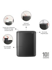 Brabantia Confident Grey Bo Touch Bin 2x30L - Image 2 of 6