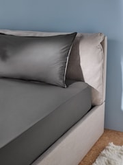 MADE.COM Charcoal Grey Cosy Washed Cotton Extra Deep Fitted Sheet - Image 1 of 3