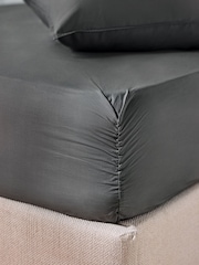 MADE.COM Charcoal Grey Cosy Washed Cotton Extra Deep Fitted Sheet - Image 2 of 3