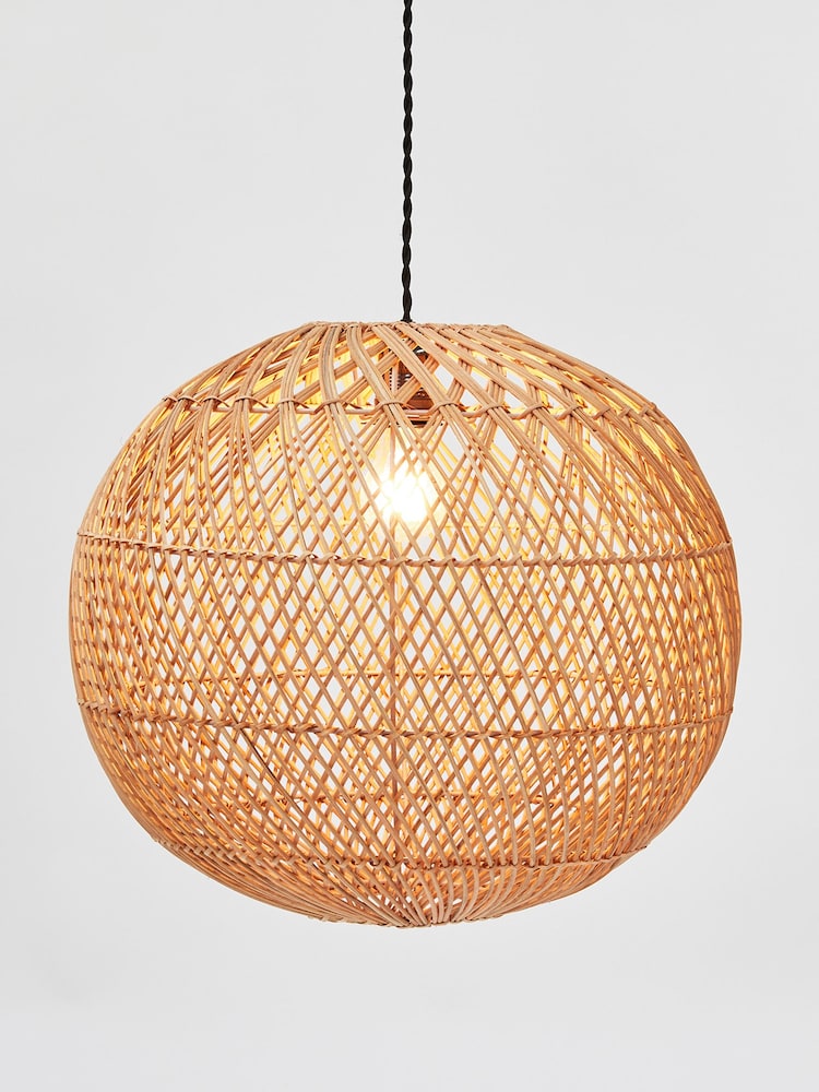 Oliver Bonas Natural Monde Rattan Woven Lamp Shade - Image 2 of 3