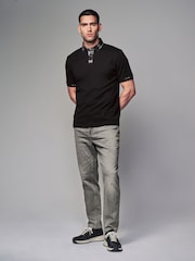 Black Check 100% Cotton Short Sleeve Smart Collar Polo Shirt - Image 2 of 7