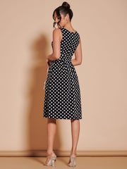 Jolie Moi Black 1950's Inspired Belted Swing Dress - Image 2 of 7