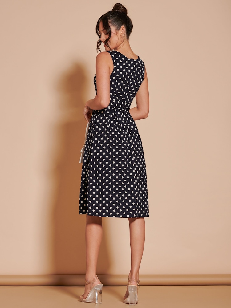 Jolie Moi Black 1950's Inspired Belted Swing Dress - Image 2 of 7