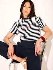 Mint Velvet White Stripe Paris Graphic T-Shirt - Image 1 of 8