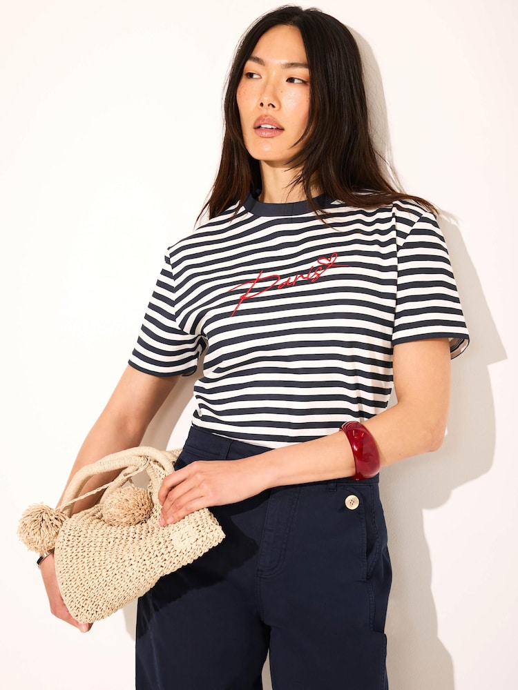 Mint Velvet White Stripe Paris Graphic T-Shirt - Image 2 of 8 Mint Velvet White Stripe Paris Graphic T-Shirt - Image 2 of 8