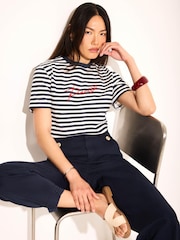 Mint Velvet White Stripe Paris Graphic T-Shirt - Image 4 of 8