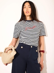 Mint Velvet White Stripe Paris Graphic T-Shirt - Image 5 of 8