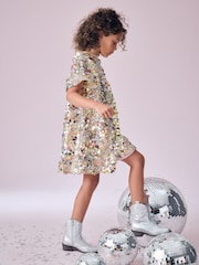 Multi Sequin Angel Sleeve Party Dress (3-14yrs) - Image 2 of 8