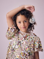 Multi Sequin Angel Sleeve Party Dress (3-14yrs) - Image 4 of 8