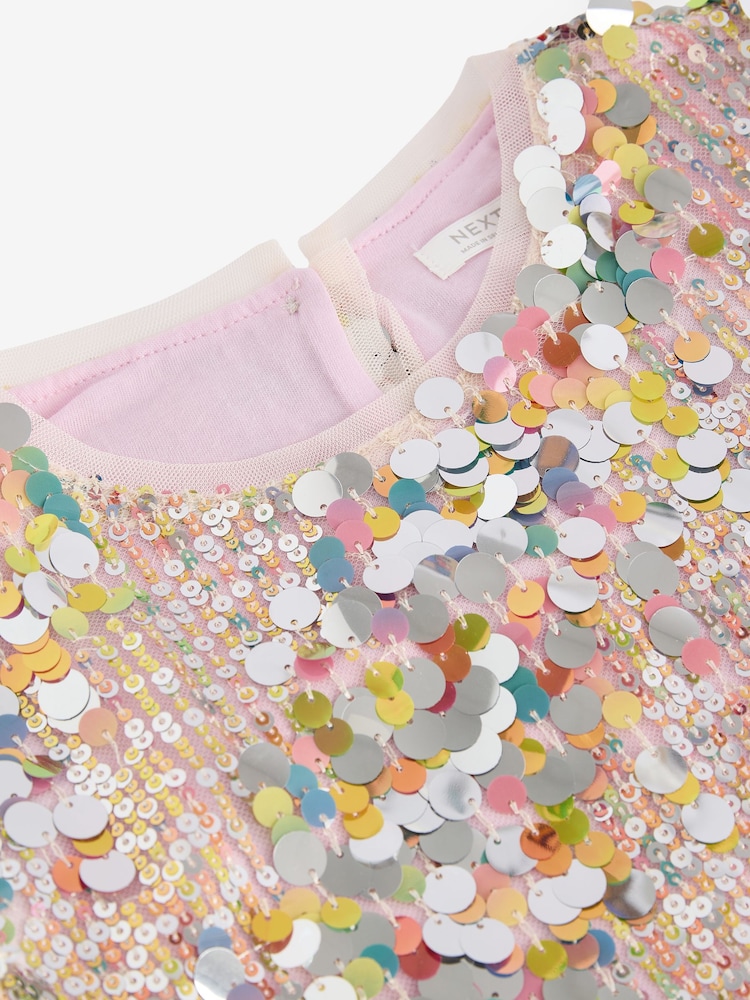 Multi Sequin Angel Sleeve Party Dress (3-14yrs) - Image 8 of 8