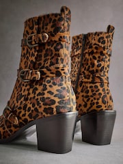 Leopard Tabitha Simmons Buckle Jenna Leather Ankle Boots - Image 10 of 10