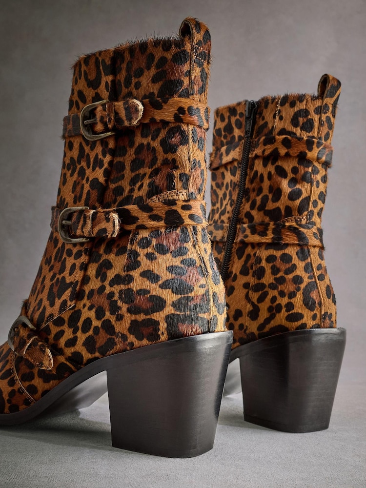 Leopard Tabitha Simmons Buckle Jenna Leather Ankle Boots - Image 10 of 10