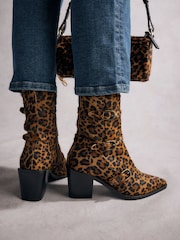 Leopard Tabitha Simmons Buckle Jenna Leather Ankle Boots - Image 3 of 10